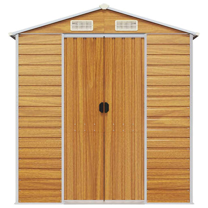 vidaXL Garden Shed Light Brown 191x385x198 cm Galvanised Steel