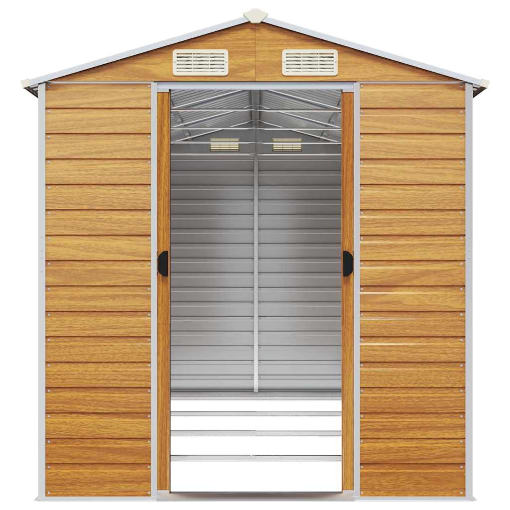 vidaXL Garden Shed Light Brown 191x385x198 cm Galvanised Steel