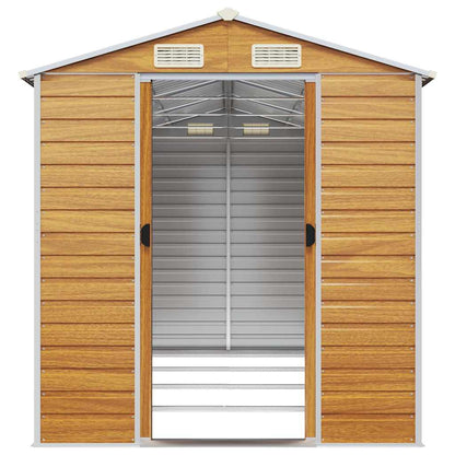 vidaXL Garden Shed Light Brown 191x385x198 cm Galvanised Steel