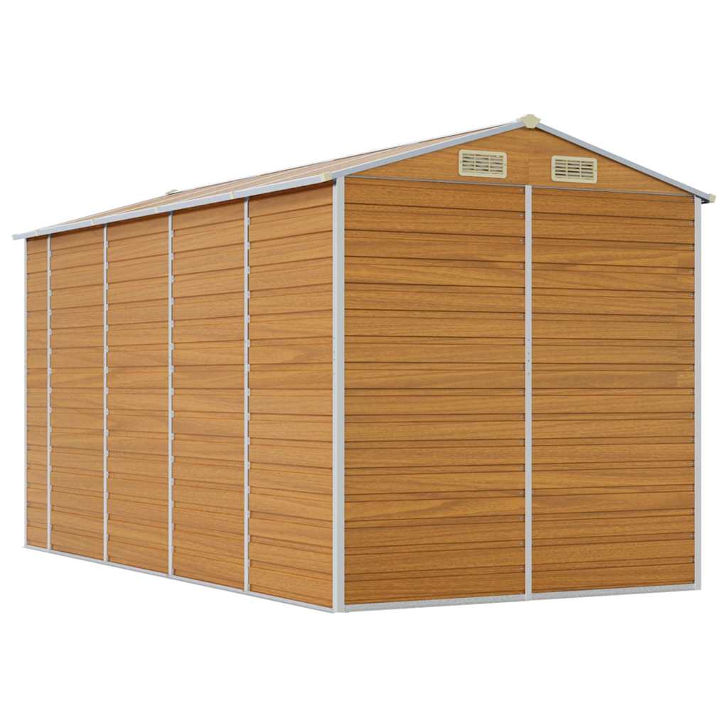 vidaXL Garden Shed Light Brown 191x385x198 cm Galvanised Steel