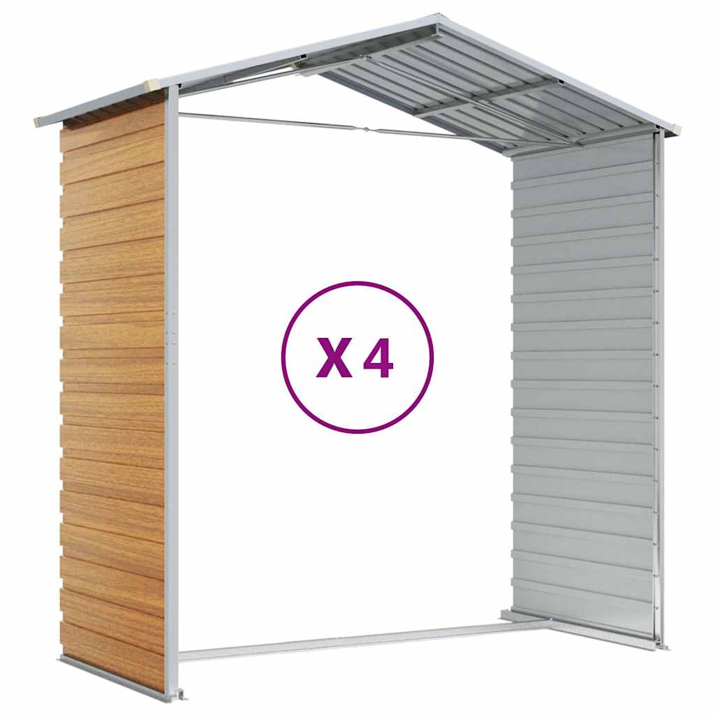 vidaXL Garden Shed Light Brown 191x385x198 cm Galvanised Steel