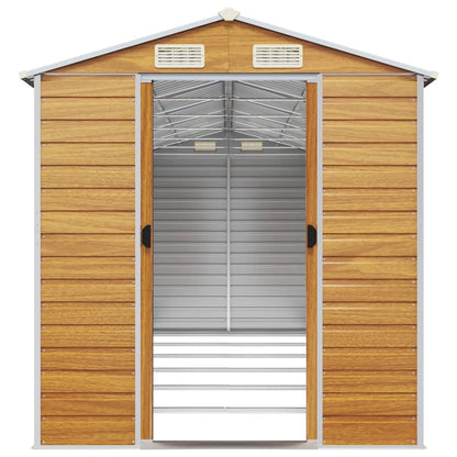vidaXL Garden Shed Light Brown 191x555x198 cm Galvanised Steel