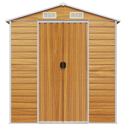 vidaXL Garden Shed Light Brown 191x725x198 cm Galvanised Steel