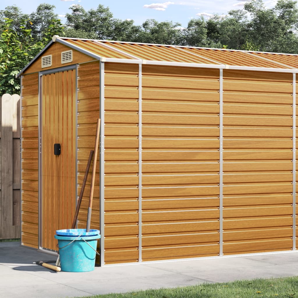 vidaXL Garden Shed Light Brown 191x895x198 cm Galvanised Steel
