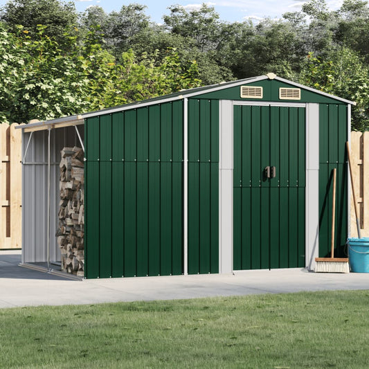 vidaXL Garden Shed Green 277x192,5x179 cm Galvanised Steel
