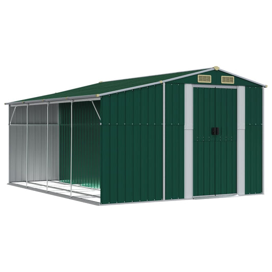 vidaXL Garden Shed Green 277x365,5x179 cm Galvanised Steel
