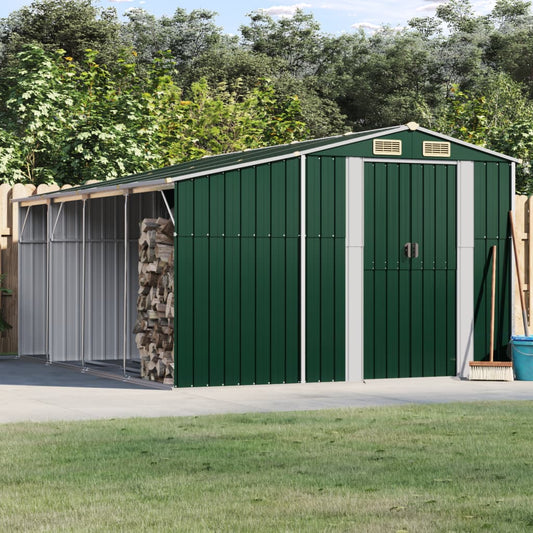 vidaXL Garden Shed Green 277x365,5x179 cm Galvanised Steel