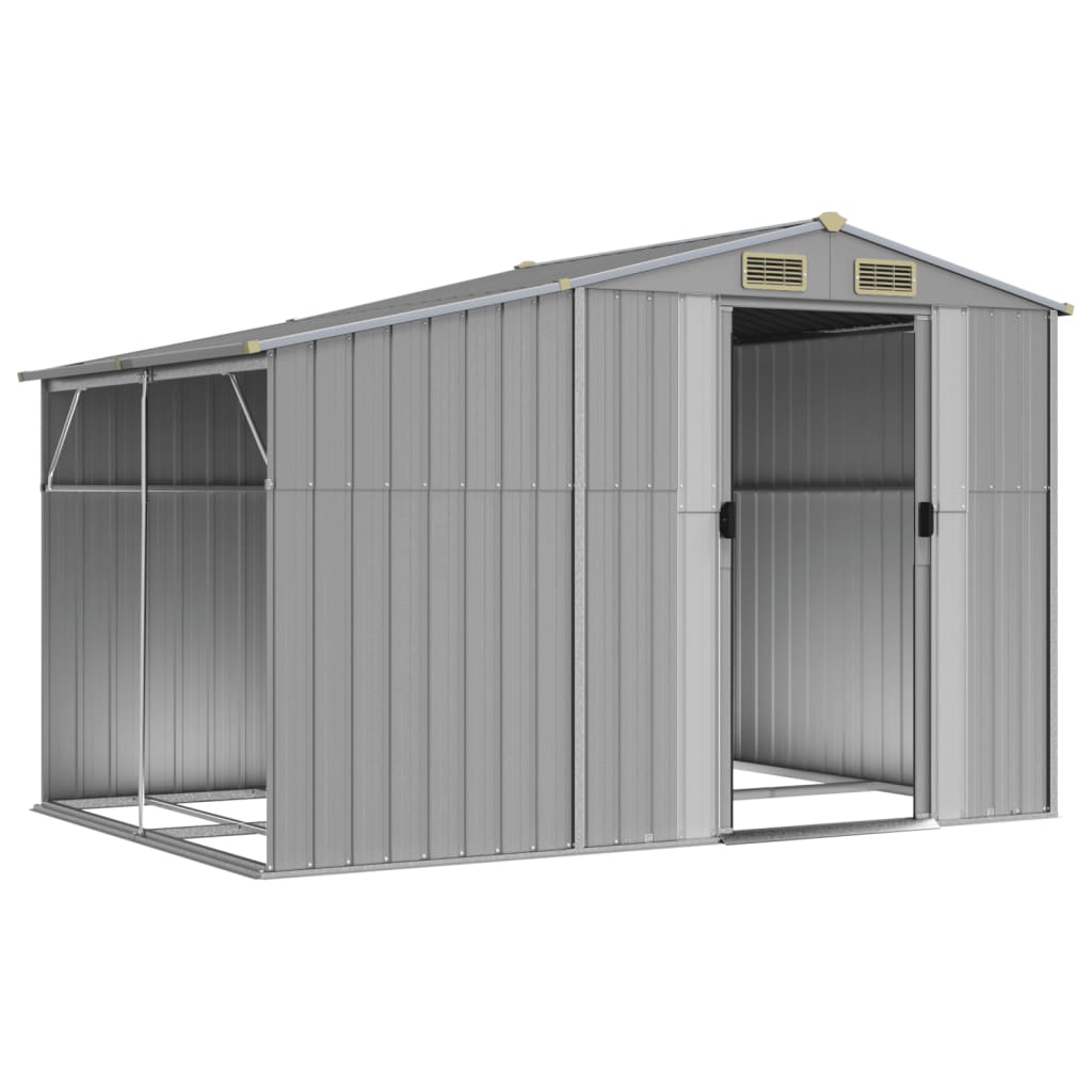 vidaXL Garden Shed Grey 277x192,5x179 cm Galvanised Steel