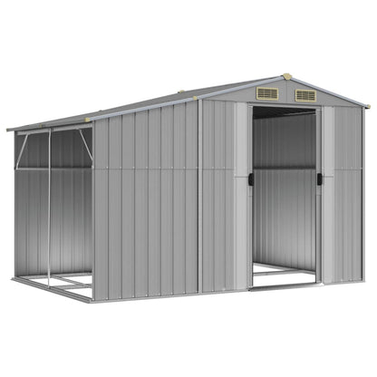vidaXL Garden Shed Grey 277x192,5x179 cm Galvanised Steel