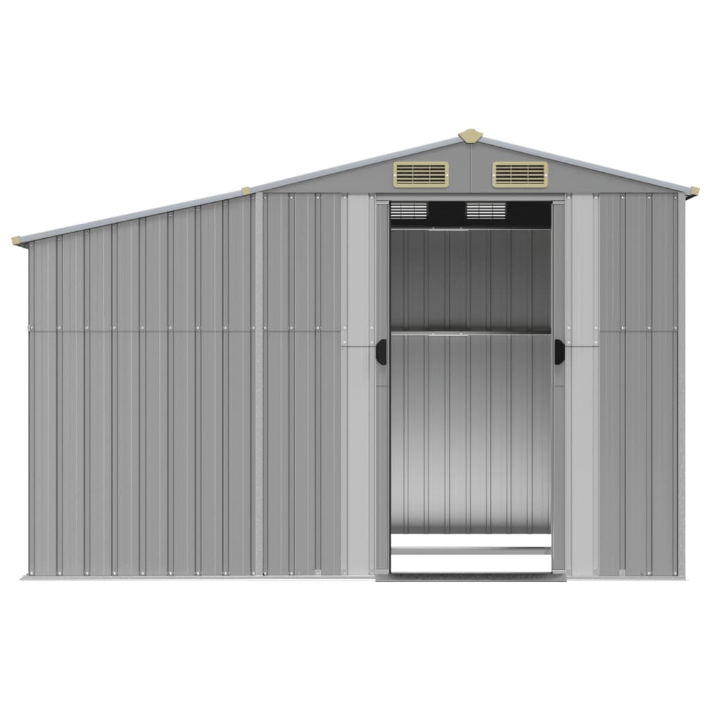 vidaXL Garden Shed Grey 277x192,5x179 cm Galvanised Steel