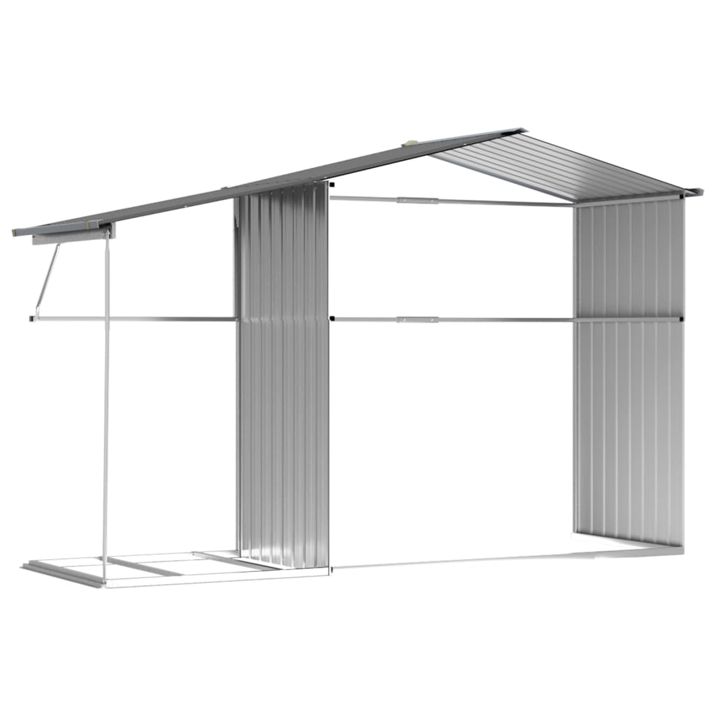 vidaXL Garden Shed Grey 277x192,5x179 cm Galvanised Steel