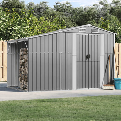 vidaXL Garden Shed Grey 277x192,5x179 cm Galvanised Steel