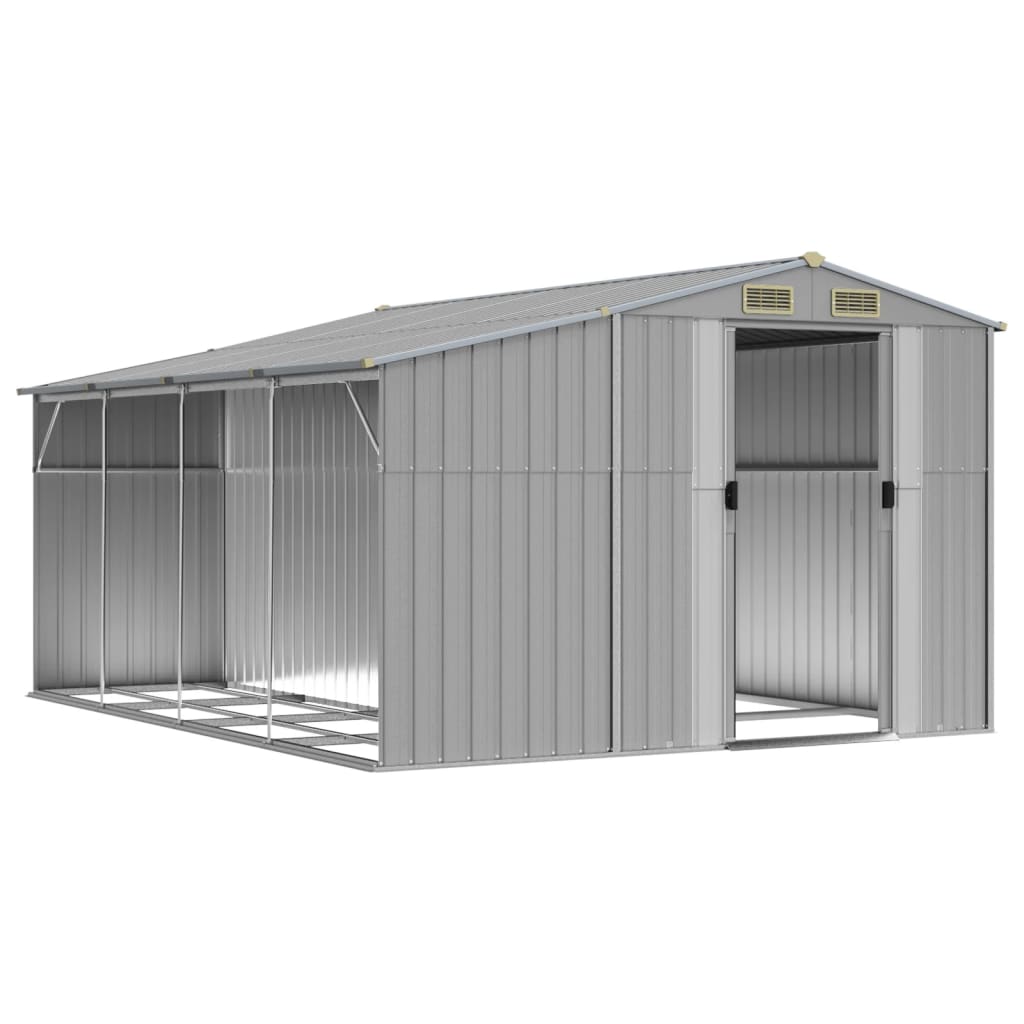vidaXL Garden Shed Grey 277x365,5x179 cm Galvanised Steel
