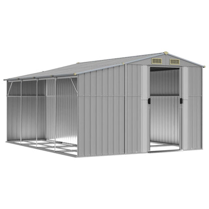 vidaXL Garden Shed Grey 277x365,5x179 cm Galvanised Steel