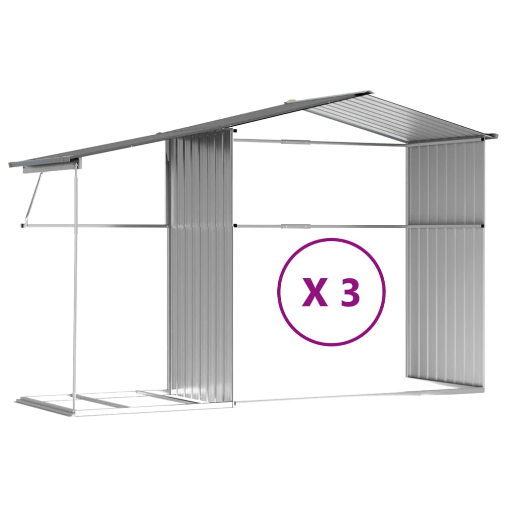 vidaXL Garden Shed Grey 277x365,5x179 cm Galvanised Steel