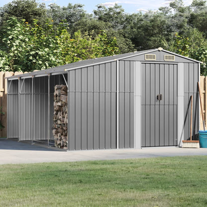 vidaXL Garden Shed Grey 277x365,5x179 cm Galvanised Steel