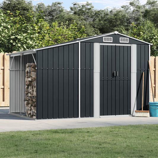vidaXL Garden Shed Anthracite 277x192,5x179 cm Galvanised Steel
