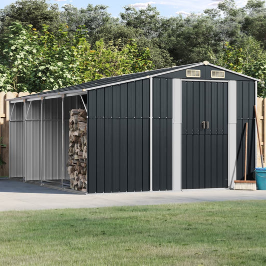 vidaXL Garden Shed Anthracite 277x365,5x179 cm Galvanised Steel