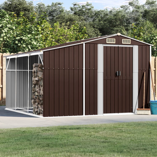 vidaXL Garden Shed Brown 277x279x179 cm Galvanised Steel