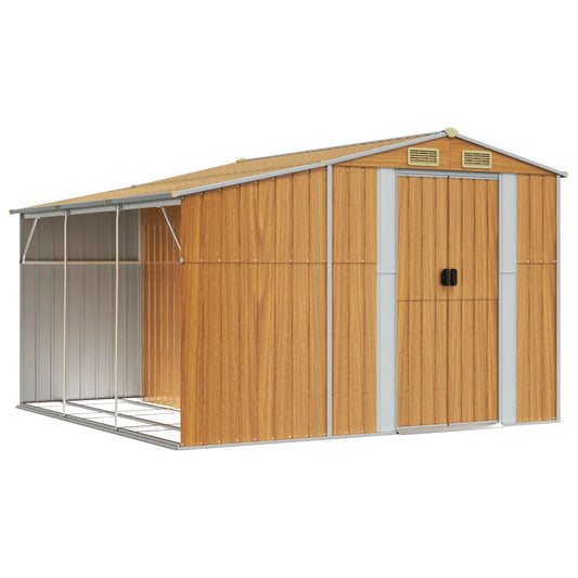 vidaXL Garden Shed Light Brown 277x279x179 cm Galvanised Steel