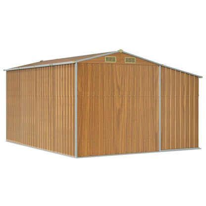 vidaXL Garden Shed Light Brown 277x365.5x179 cm Galvanised Steel