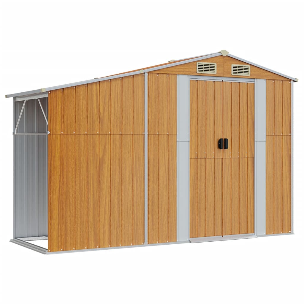 vidaXL Garden Shed Light Brown 277x365.5x179 cm Galvanised Steel