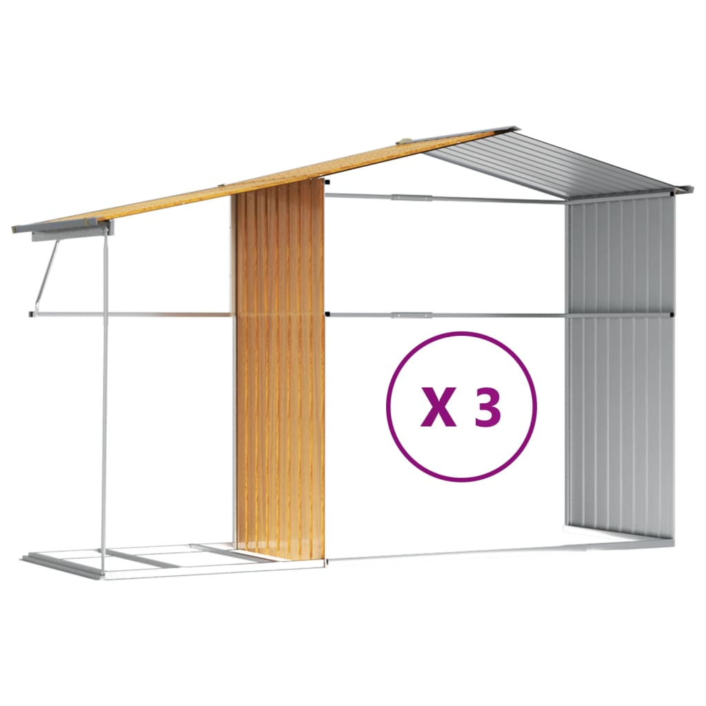 vidaXL Garden Shed Light Brown 277x365.5x179 cm Galvanised Steel