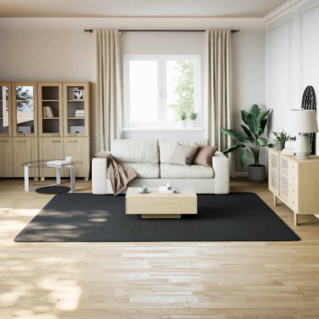 vidaXL Shaggy Rug Black 240x305 cm Polyester