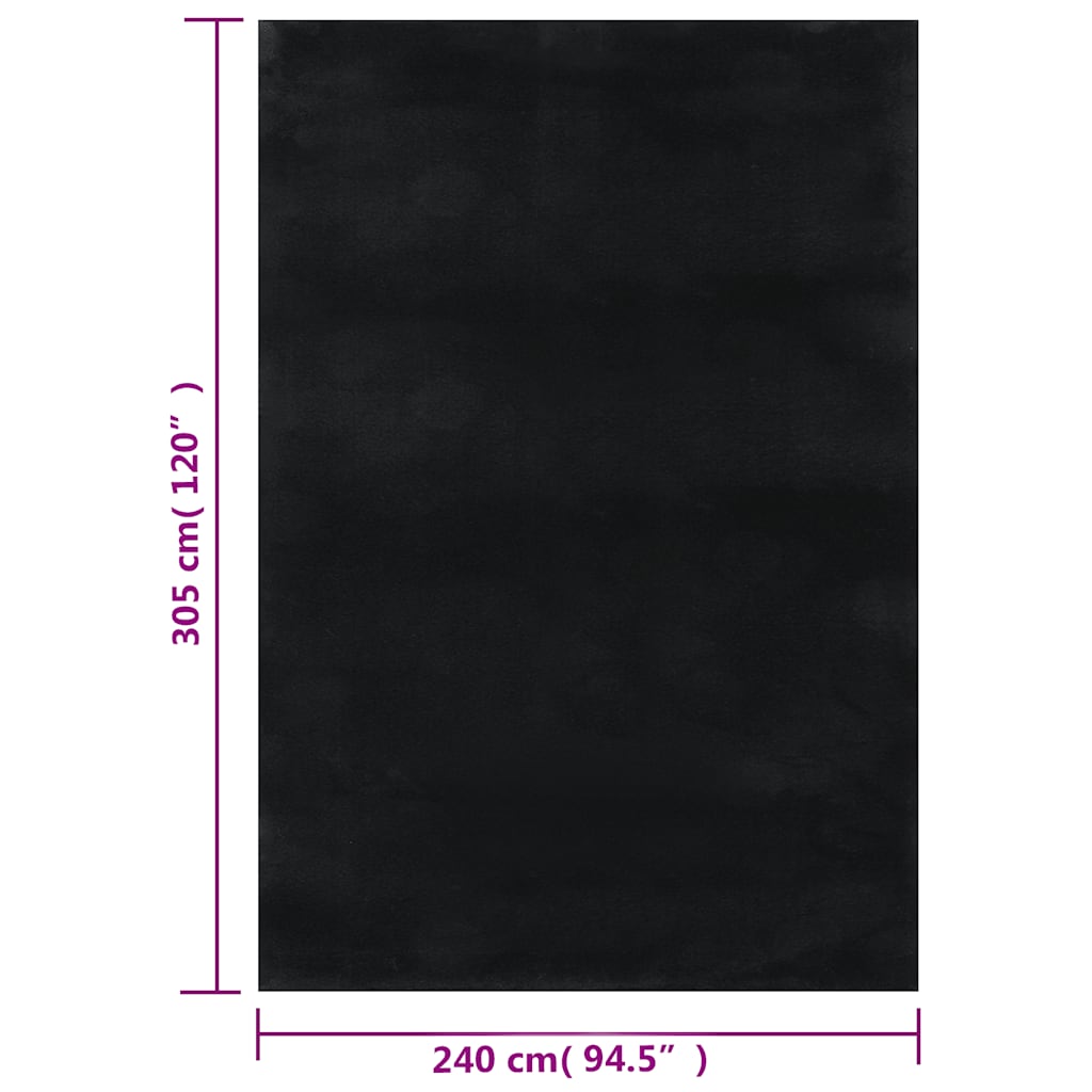 vidaXL Shaggy Rug Black 240x305 cm Polyester