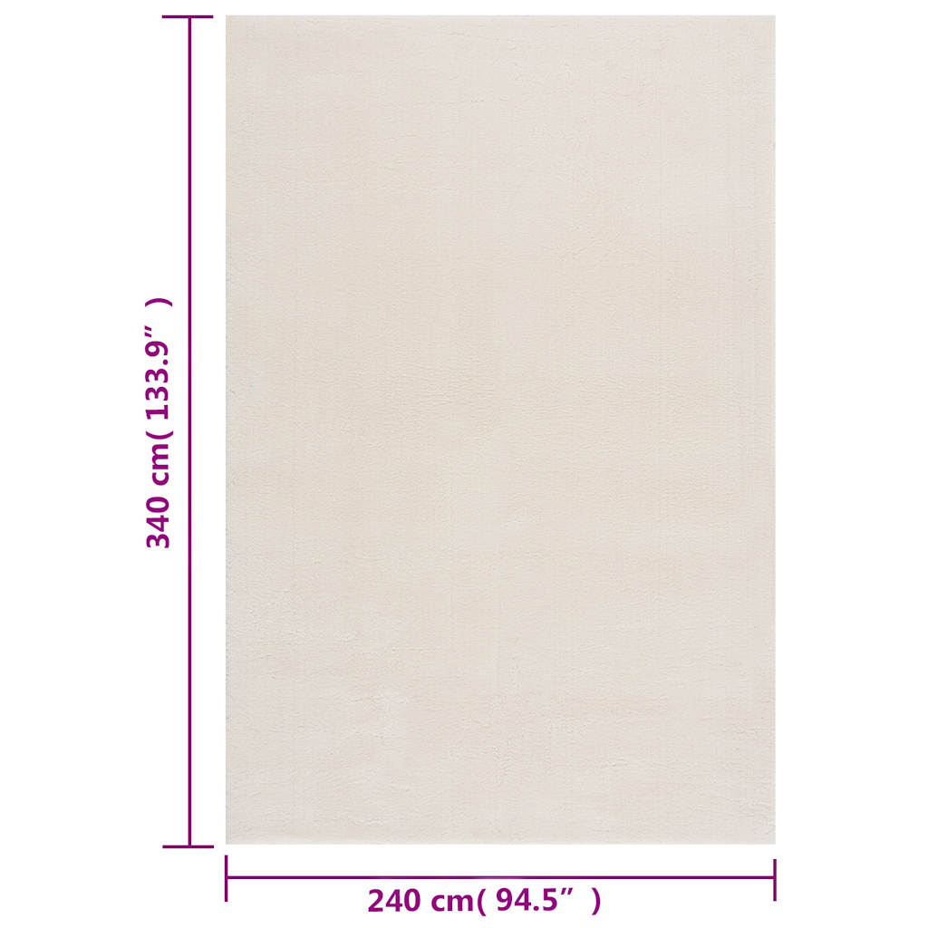 vidaXL Shaggy Rug Cream White 240x340 cm Polyester