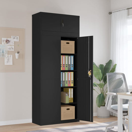 vidaXL File Cabinet Black 90x40x220 cm Steel