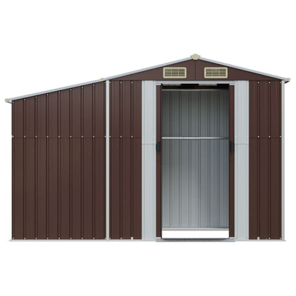 vidaXL Garden Shed Brown 277x93x179 cm Galvanised Steel