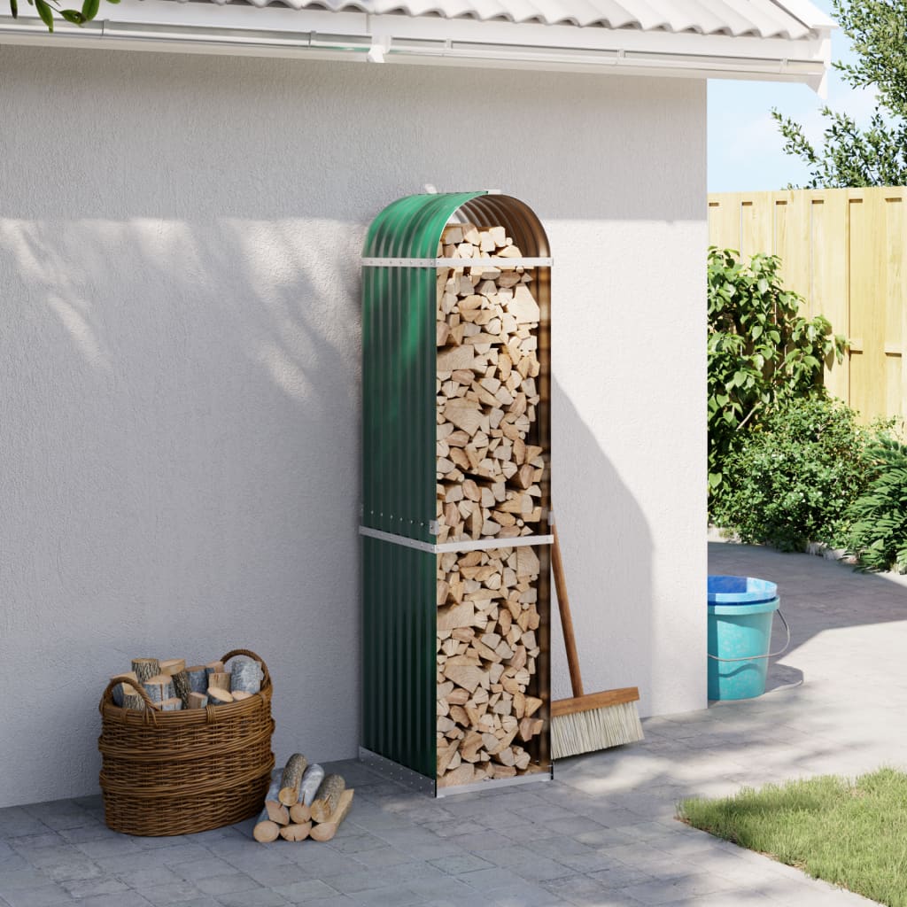 vidaXL Log Holder Green 40x45x170 cm Galvanised Steel