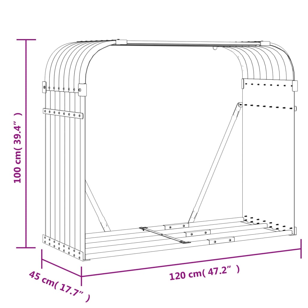 vidaXL Log Holder Green 120x45x100 cm Galvanised Steel