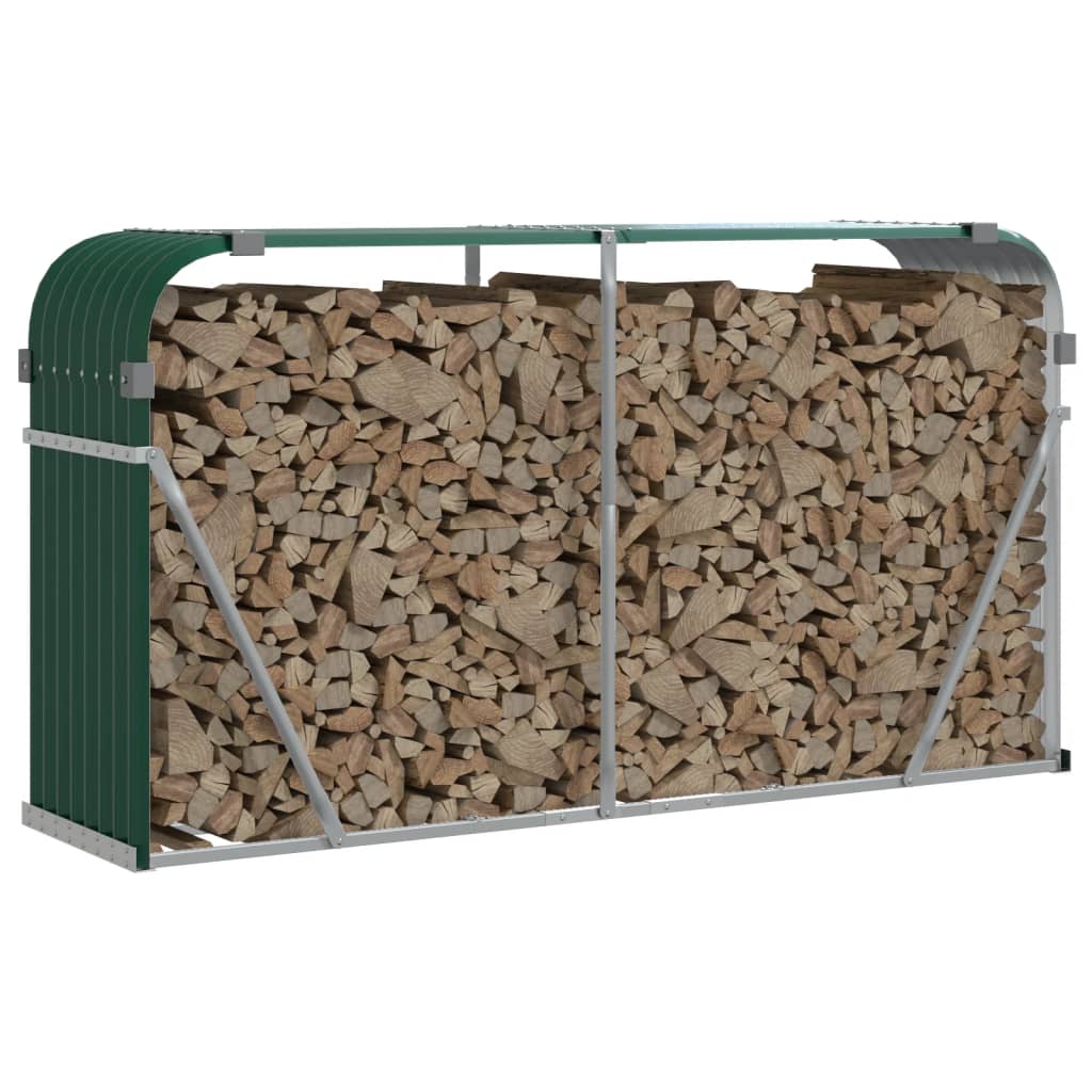 vidaXL Log Holder Green 180x45x100 cm Galvanised Steel