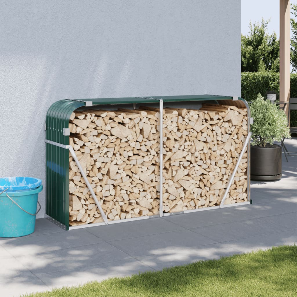 vidaXL Log Holder Green 180x45x100 cm Galvanised Steel