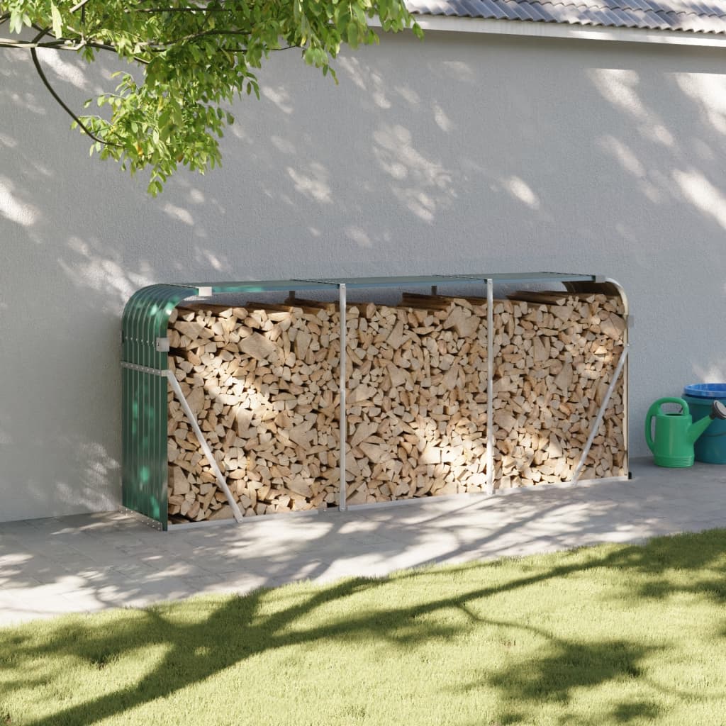vidaXL Log Holder Green 234x45x100 cm Galvanised Steel
