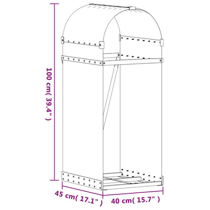 vidaXL Log Holder Light Grey 40x45x100 cm Galvanised Steel