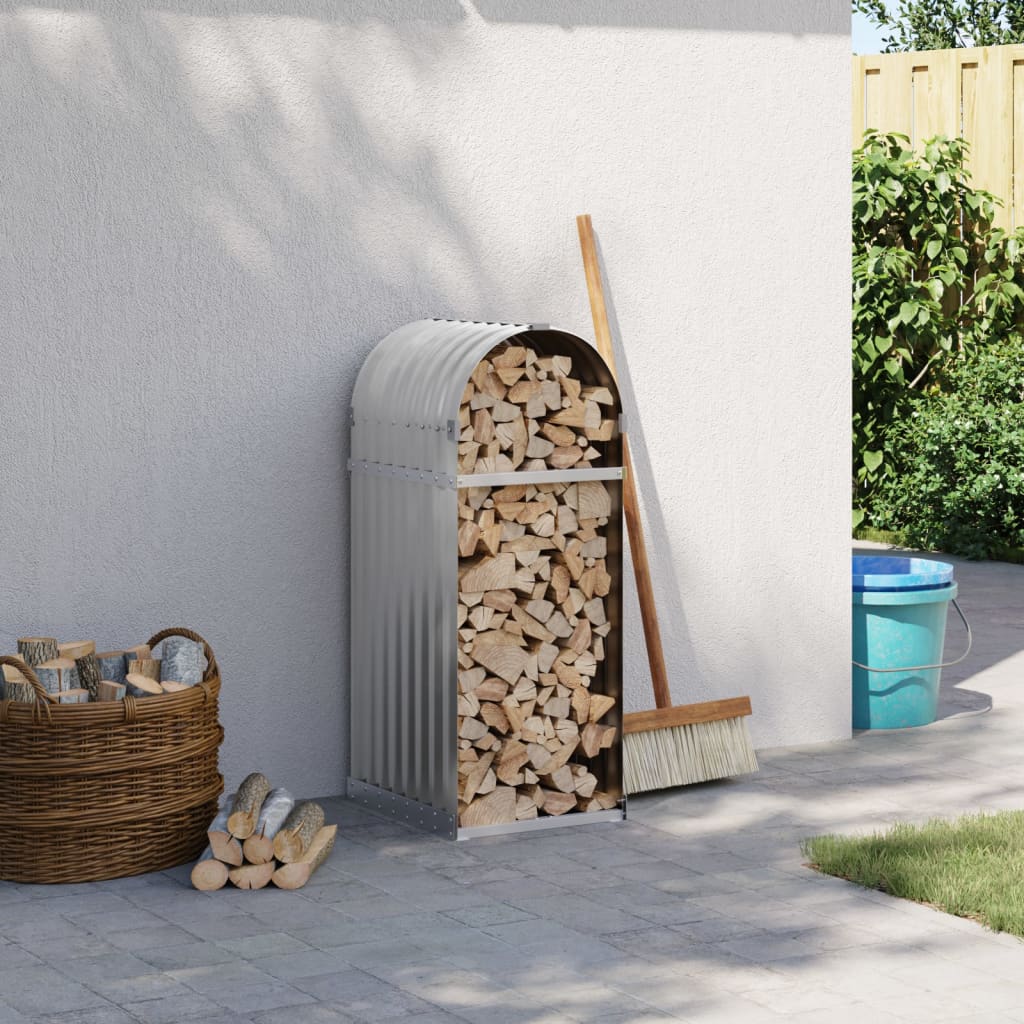 vidaXL Log Holder Light Grey 40x45x100 cm Galvanised Steel