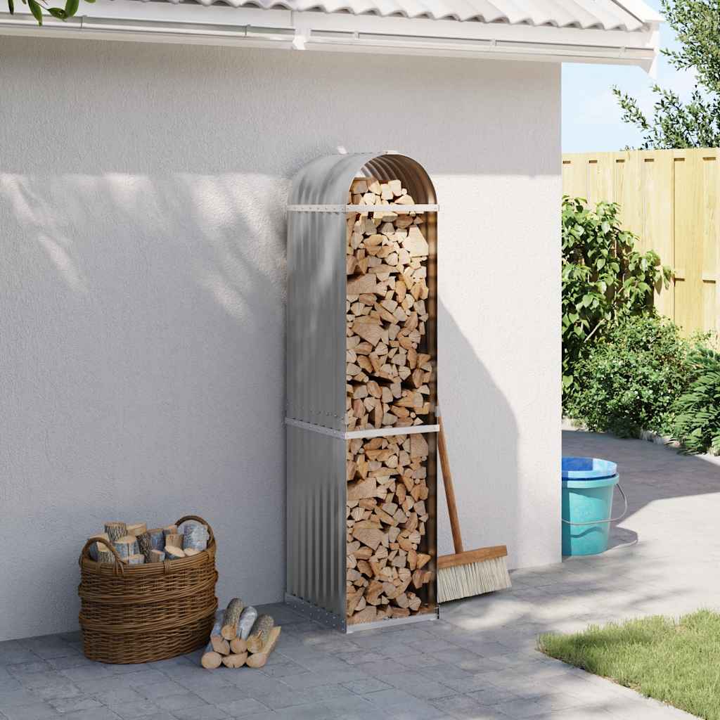 vidaXL Log Holder Light Grey 40x45x170 cm Galvanised Steel