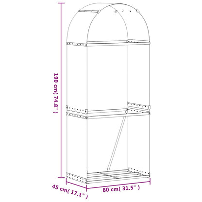 vidaXL Log Holder Light Grey 80x45x190 cm Galvanised Steel