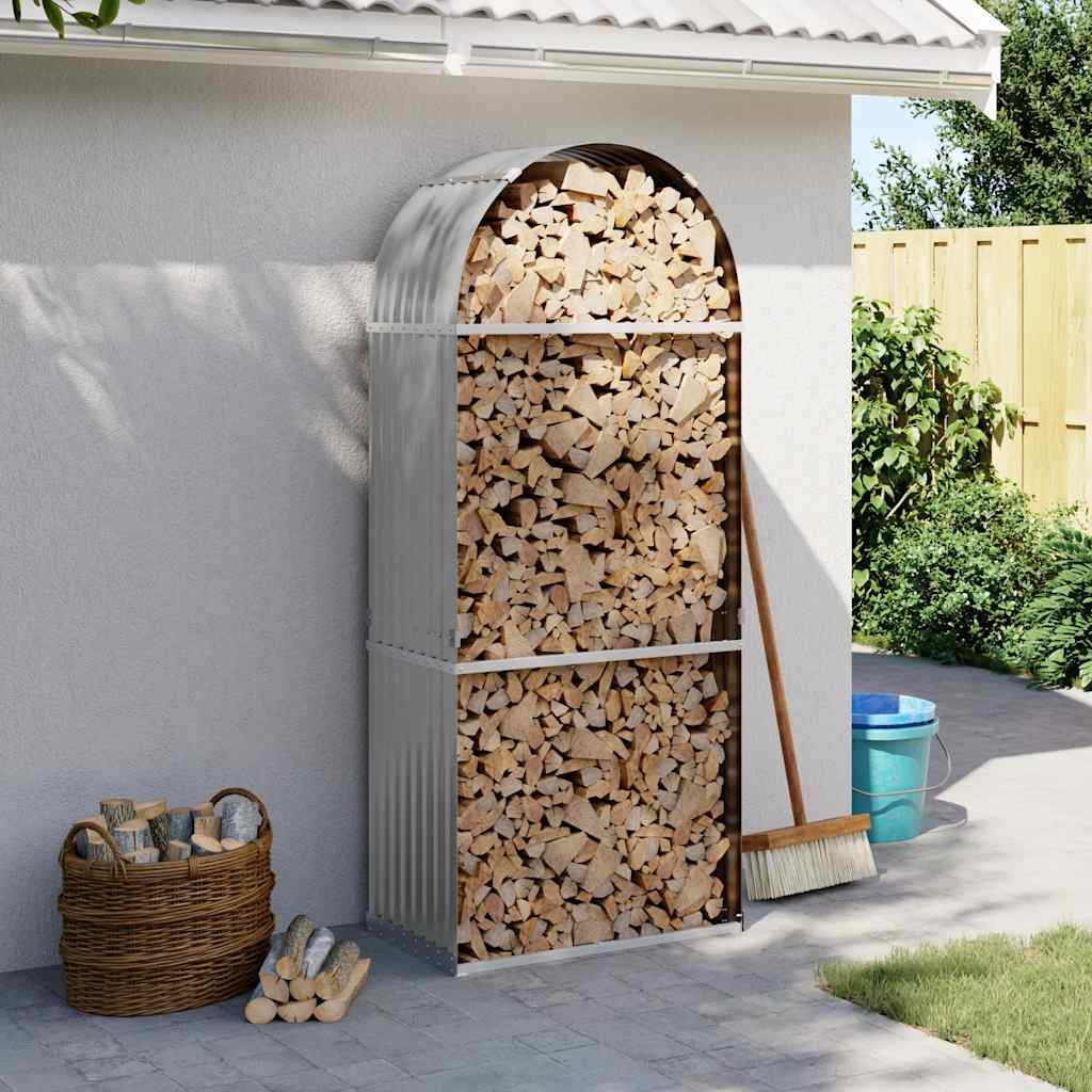 vidaXL Log Holder Light Grey 80x45x190 cm Galvanised Steel