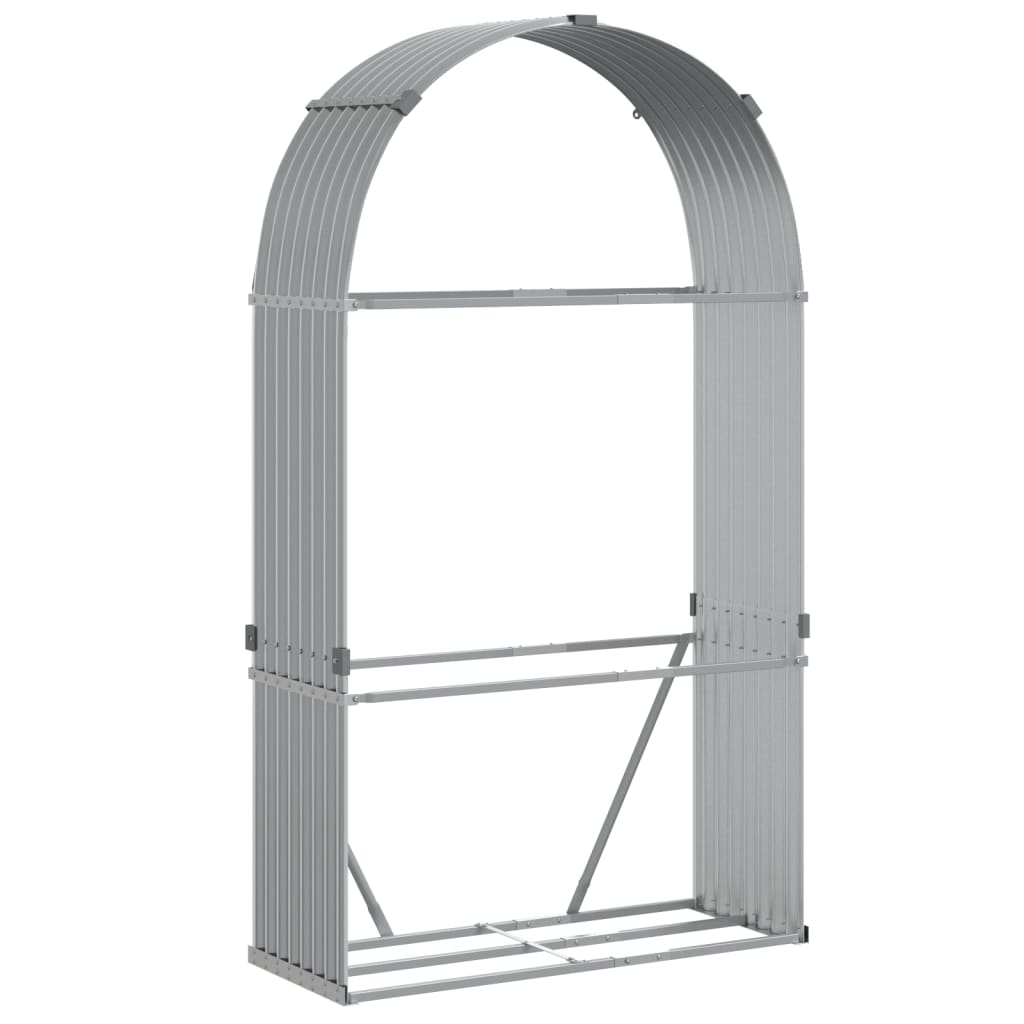 vidaXL Log Holder Light Grey 120x45x210 cm Galvanised Steel