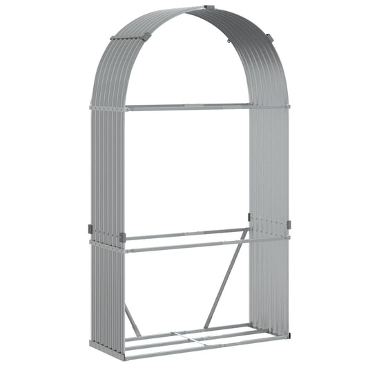 vidaXL Log Holder Light Grey 120x45x210 cm Galvanised Steel
