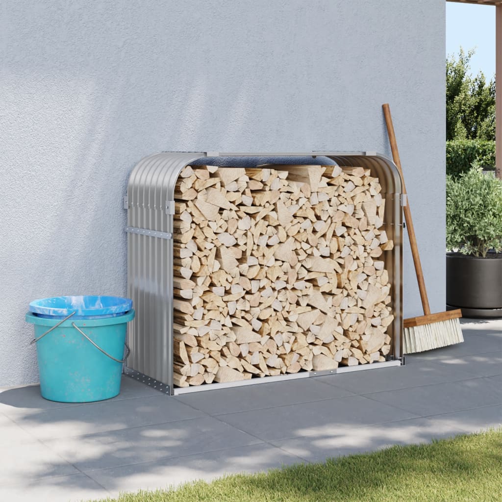 vidaXL Log Holder Light Grey 120x45x100 cm Galvanised Steel