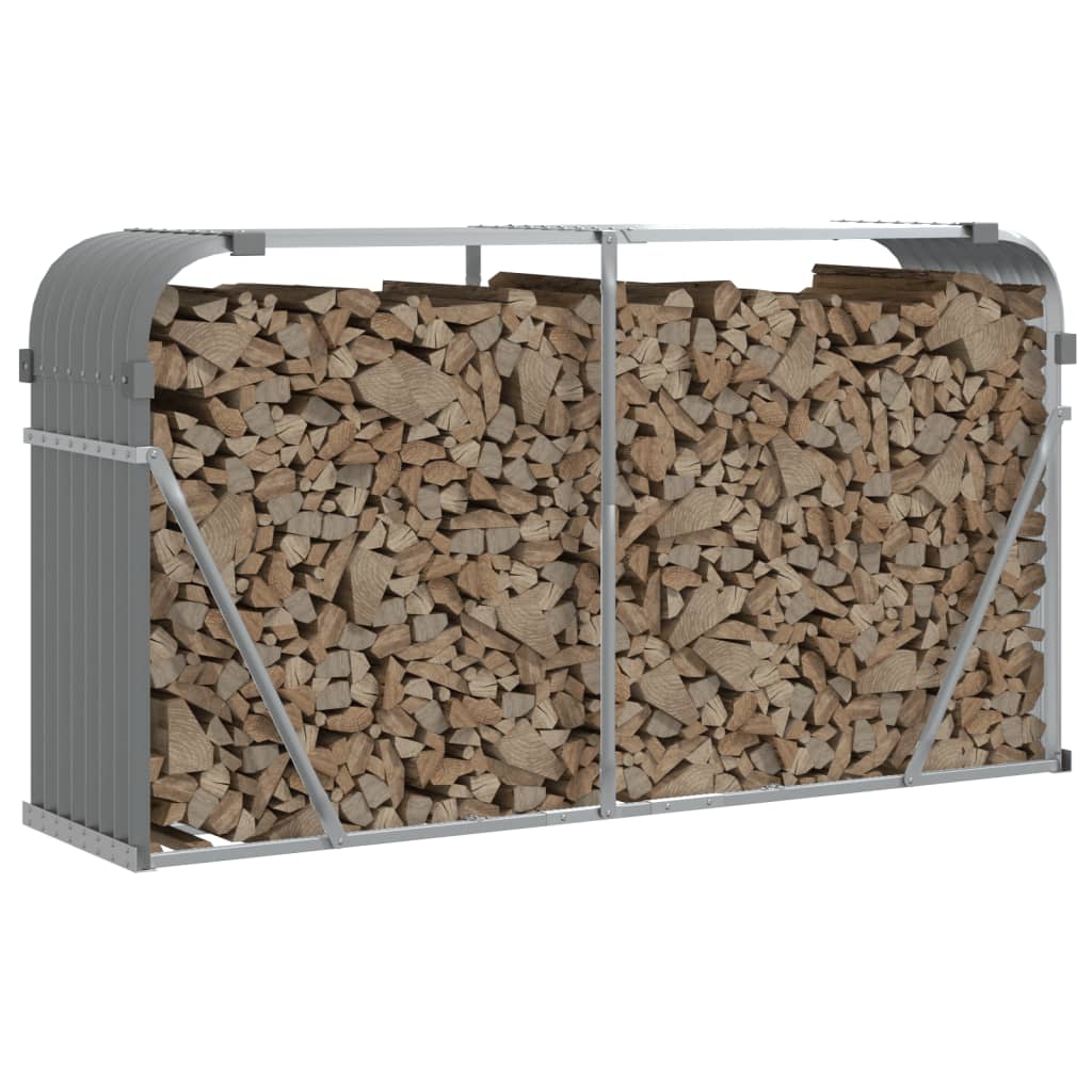 vidaXL Log Holder Light Grey 180x45x100 cm Galvanised Steel