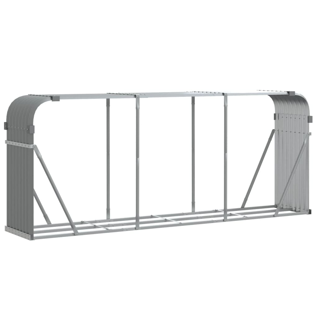 vidaXL Log Holder Light Grey 234x45x100 cm Galvanised Steel