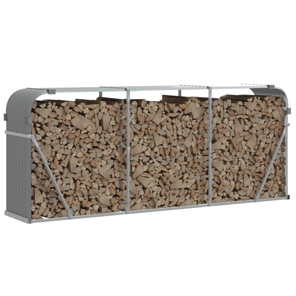 vidaXL Log Holder Light Grey 234x45x100 cm Galvanised Steel