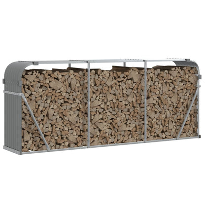 vidaXL Log Holder Light Grey 234x45x100 cm Galvanised Steel