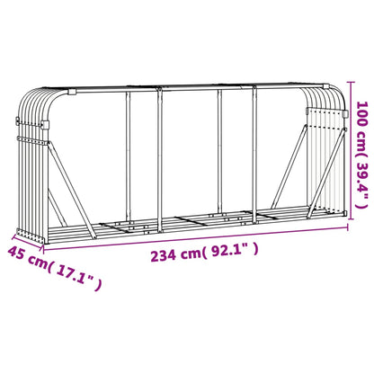 vidaXL Log Holder Light Grey 234x45x100 cm Galvanised Steel